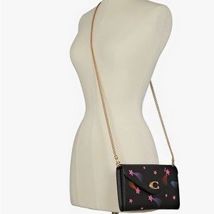 COACH tammie clutch crossbody with disco start print